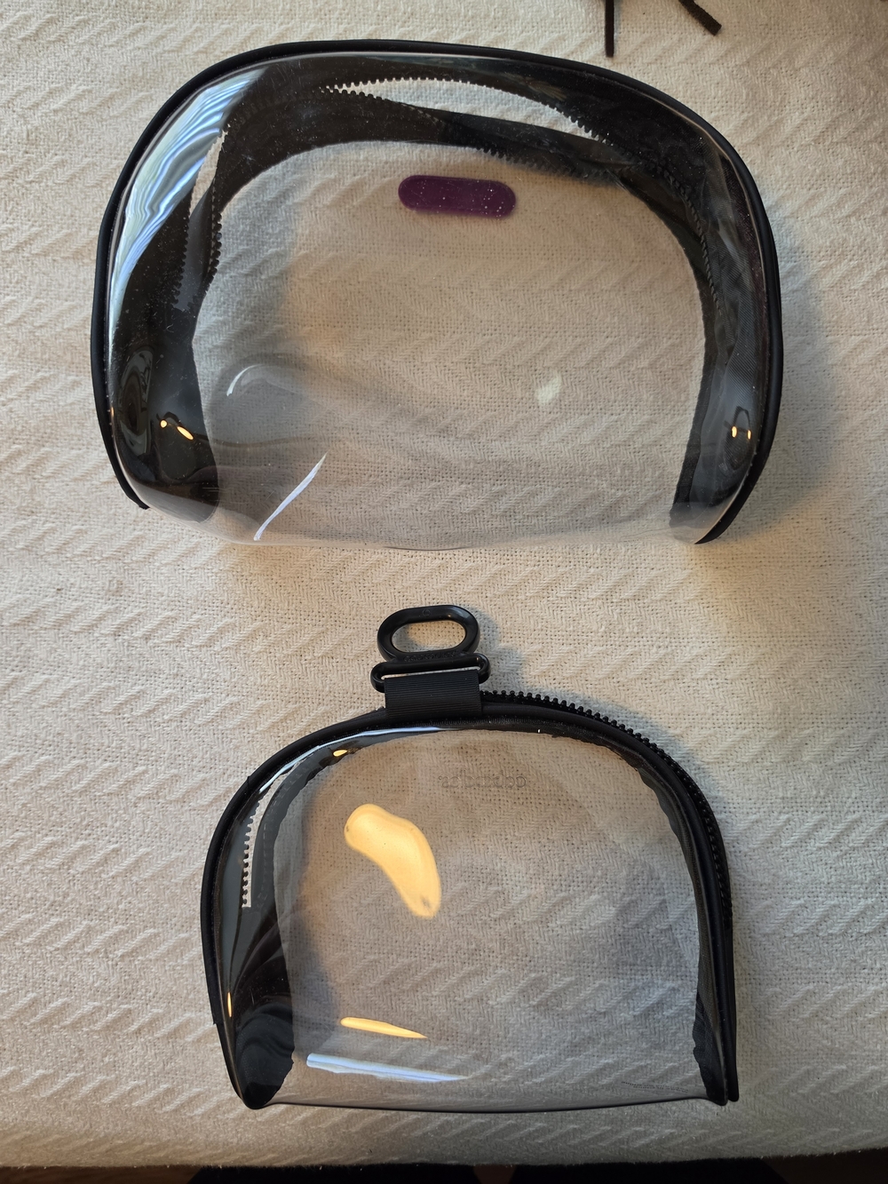 Caboodles Clear Vinyl Cosmetic Pouches with Black Trim and Purple Accent - Picture 2 of 2